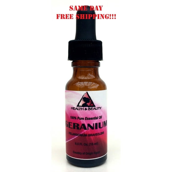 GERANIUM ESSENTIAL OIL AROMATHERAPY 100% PURE NATURAL GLASS DROPPER 0.5 OZ 15 ML