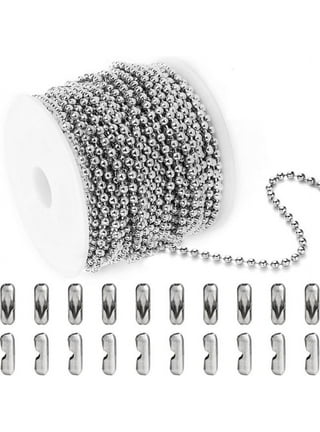 50 Pack Silver Ball Chain Dog Tag Necklace 24 Inch Long 2.4mm Bead Size  Adjustable Metal Bead Chain Matching Connector