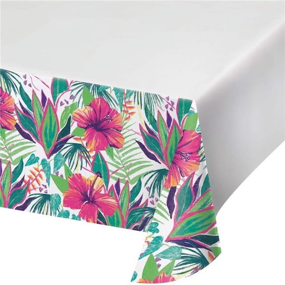 Creative Converting 362852 54 x 102 in. Island Tropics Border Print Paper Tablecover