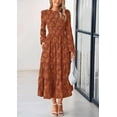 thumbnail image 7 of PRETTYGARDEN Women's Spring Midi Dress Fall Elegant Long Sleeve Smocked Flowy Boho Floral Wedding Guest Party Dresses, 7 of 7