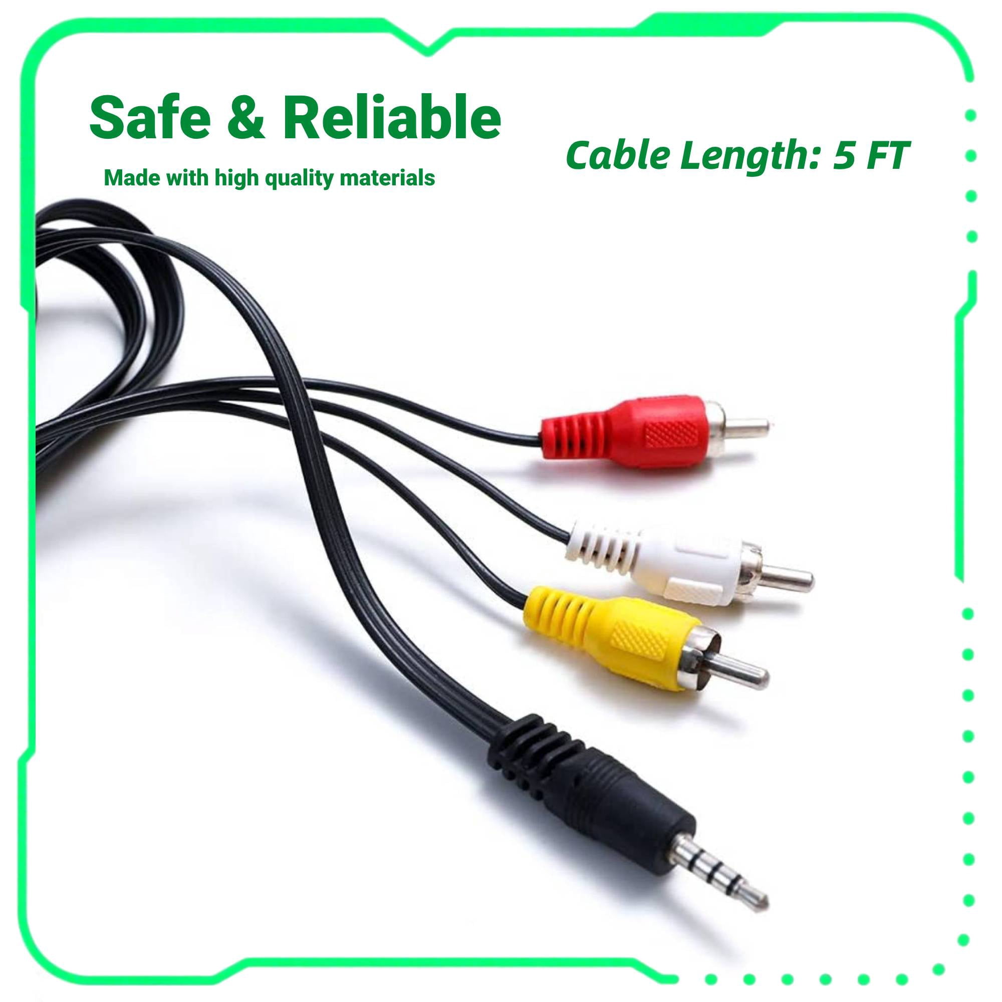 FITE ON 5ft A/V 3 RCA Audio Video Cable AV Cord Cable Compatible with Roku LT, Roku HD, Roku XD, Roku XS