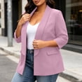 thumbnail image 5 of Plus Size Blazer For Women, 3/4 Sleeve Lapel Jacket With Padded Shoulders & Pockets, Lined Casual Office Suit Jacket, Professional Work Wear Purple L, 5 of 8