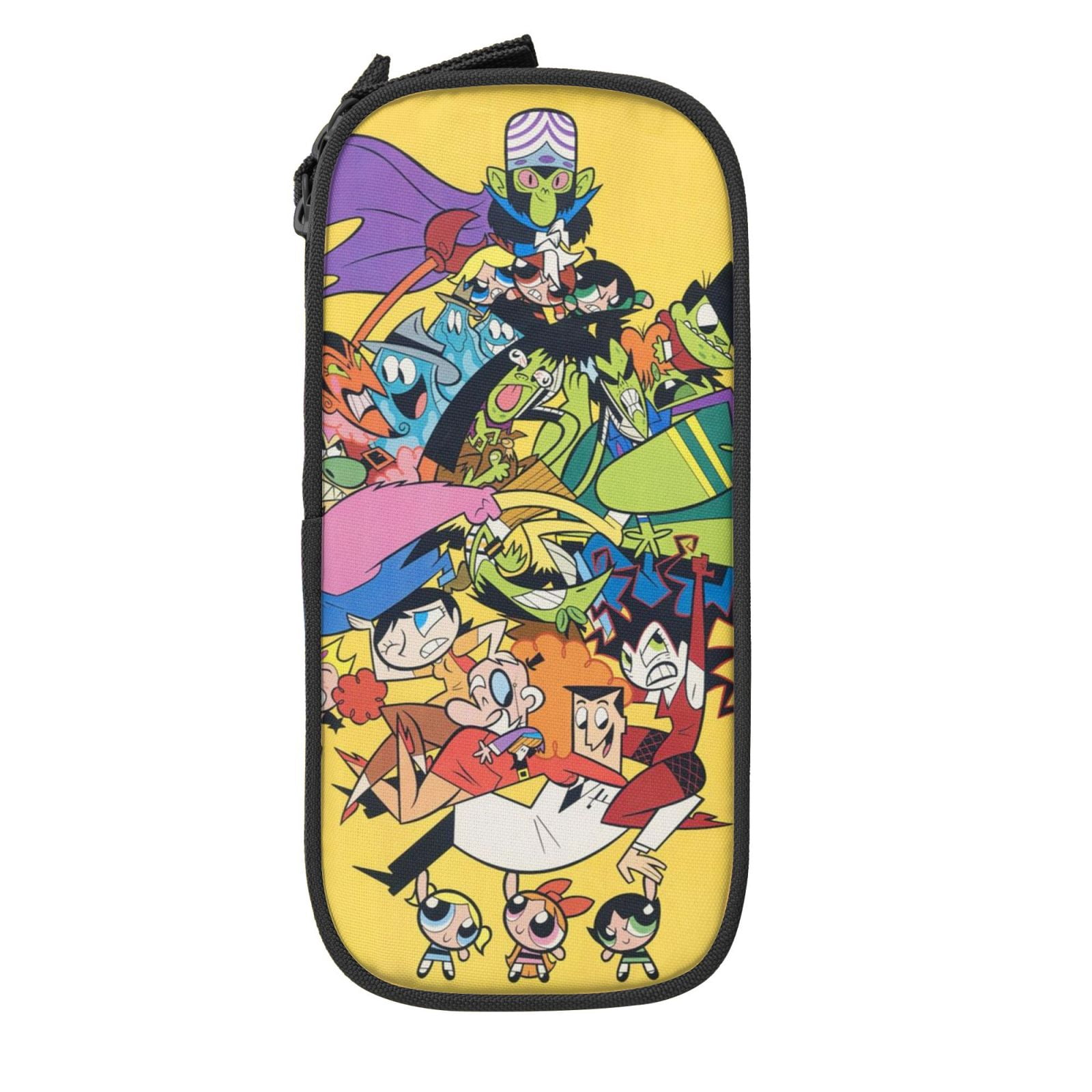 The Powerpuff Gi-rls Pencil Case Large Capacity Pencil Pouch Pen Bag Office Stationery Organizer Travel Makeup Bag Black