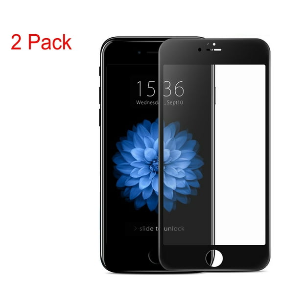 2 Pack Tempered Glass Screen Protector For iPhone 7 [Case Friendly][Full Screen Coverage][HD Clear][9H Hardness][Anti-Fingerprint], Black