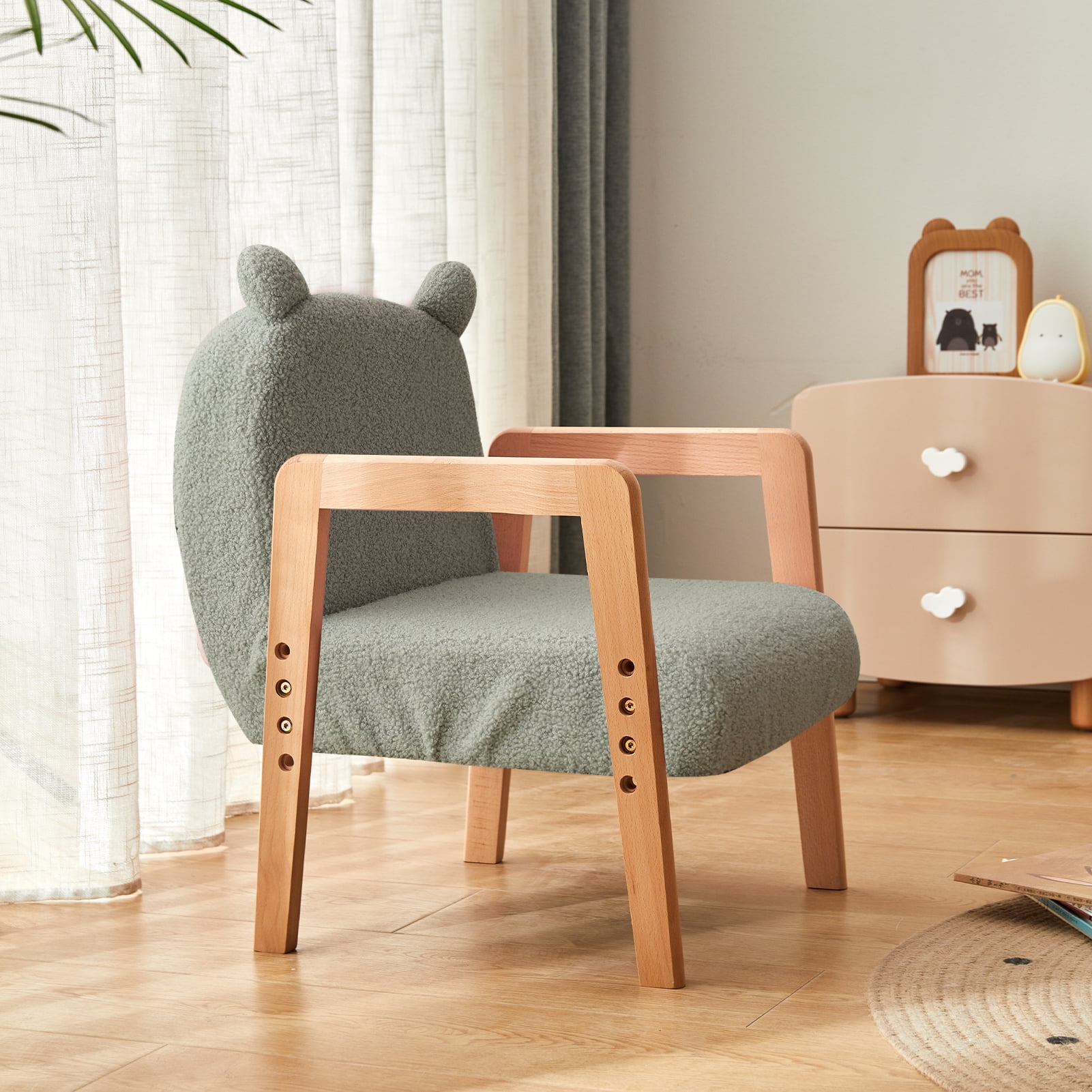 BYBYME Adjustable Toddler Sofa Chair,Kids Sofa Chair with Adjustable Backrest and Height,Kids