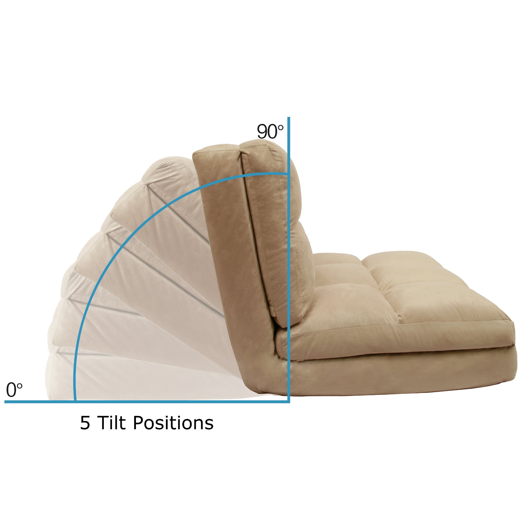 Loungie Microsuede Flip Chair Lounger Seat Beige - image 3 of 9