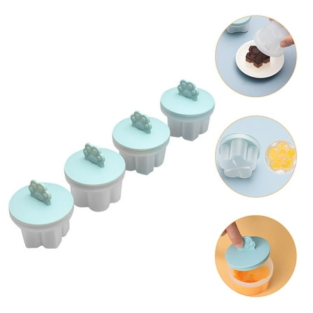 Niceauty 4Pcs Silicone Egg Steaming Mold Blue PP Microwave Safe for Breakfast Making Families