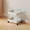 thumbnail image 6 of 2 Tier Rolling Storage Cart with Wheels Multi Room Plastic Organizer for Kitchen Living Room Office and Bathroom with Drainage Basket and Stylish Design White, 6 of 7