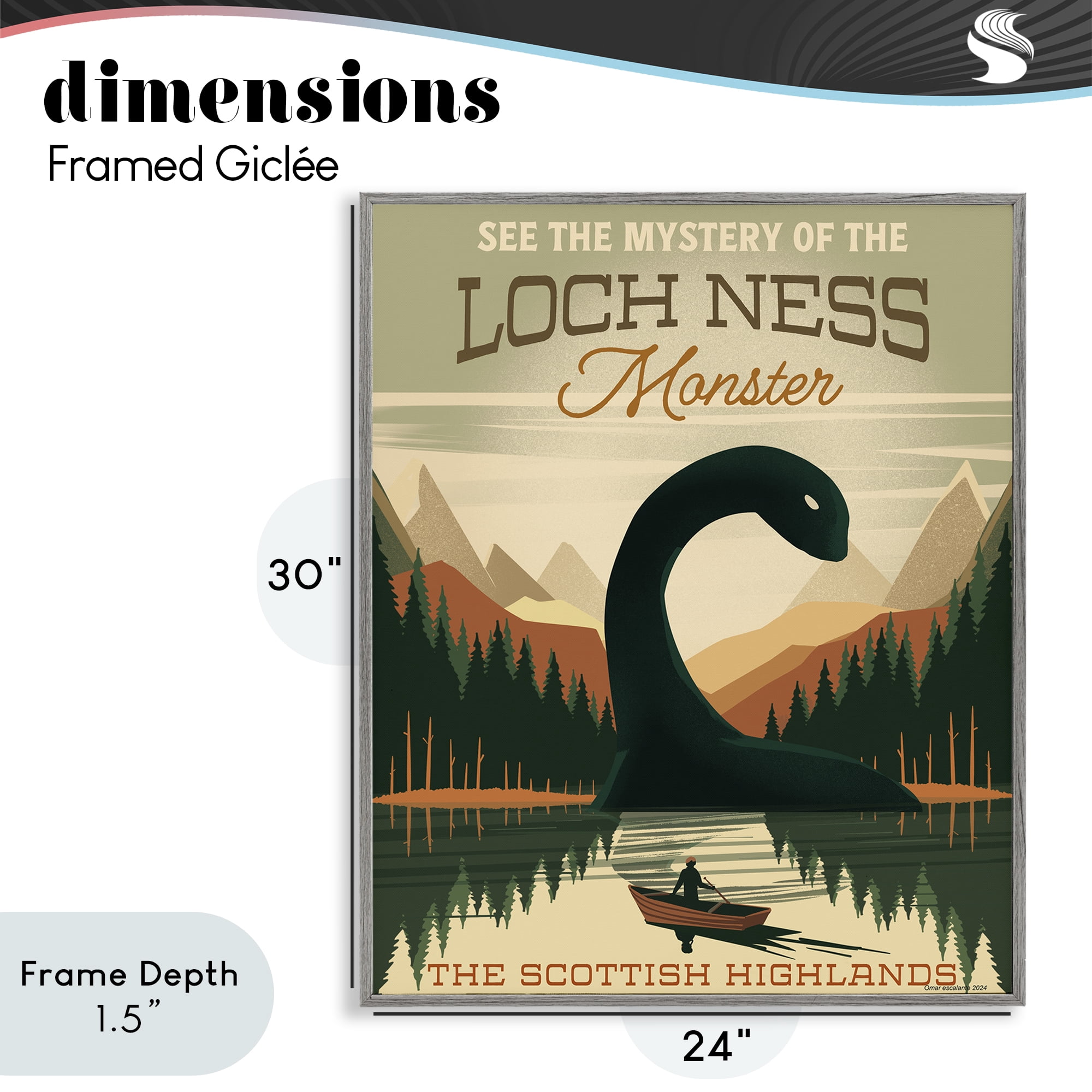 Stupell Industries Folklore Monster Tourism Gray Framed Giclee Art, design by Omar Escalante