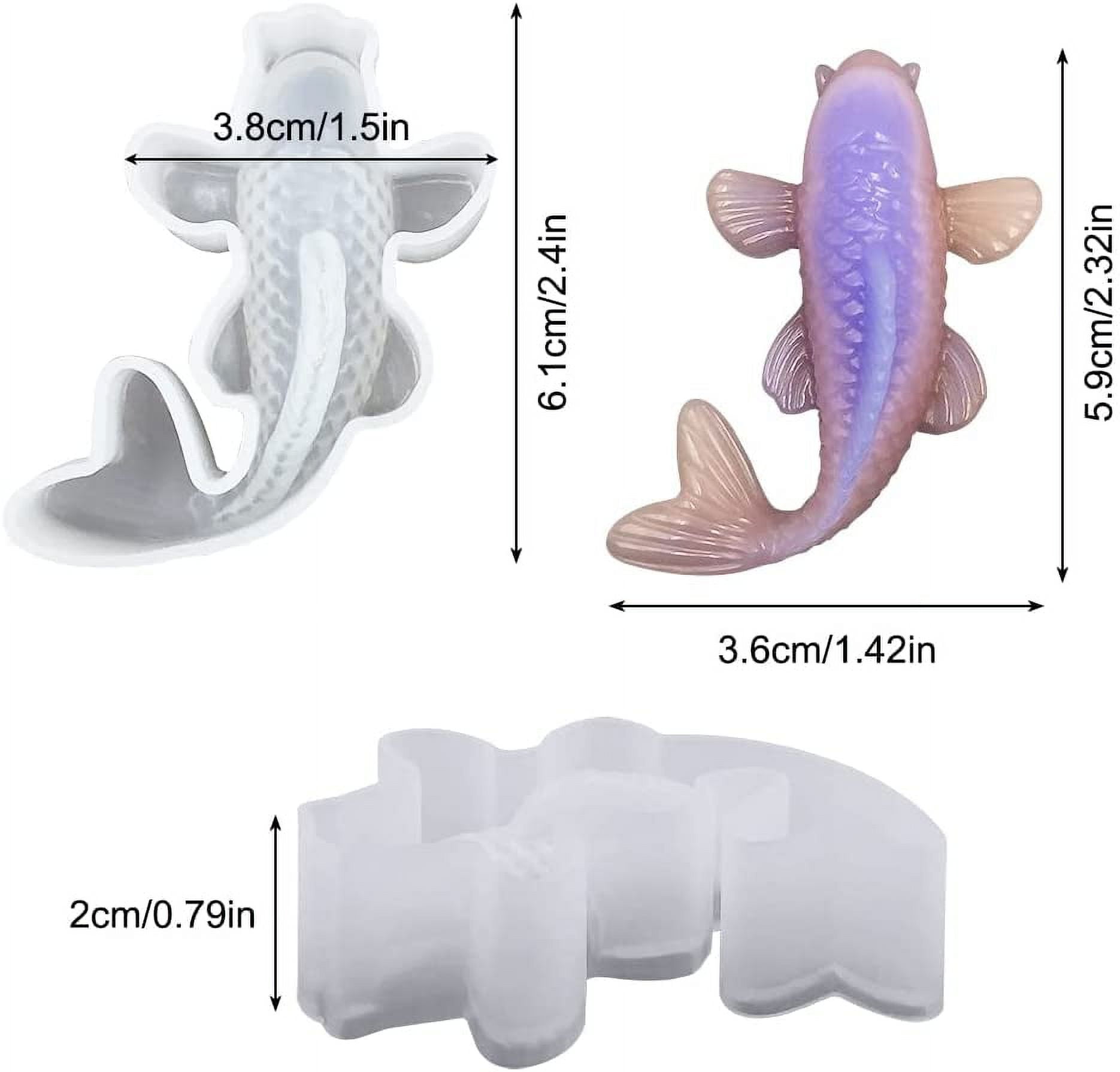 4pcs Koi Fish Silicone Resin Mold, DaKuan Carp Goldfish Decoration Epoxy Mold for DIY Making Decoration Bonsai Keychain Pendants