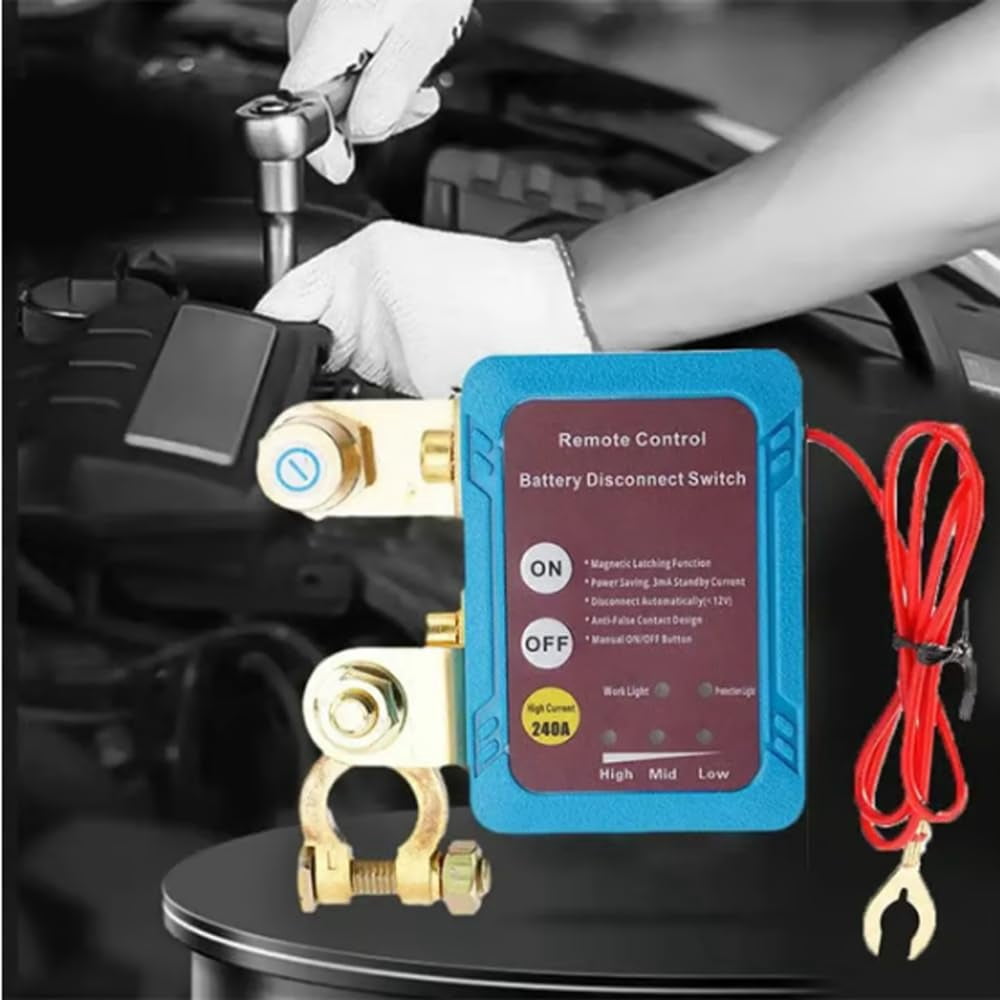 Remote Control of Car Devices for Anti-Theft Safety | 12V/24V 240A 2025 New Remote Battery Disconnect Switch, Prevent Battery Drain Kill Switch for Car, Truck and RV