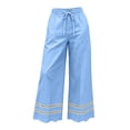 thumbnail image 4 of Kezqiaxn Womens Wide Leg Pants Drawstring Lace Splice Elastic Waist Loose Casual Trousers with Pockets Lounge Pants Women, 4 of 6