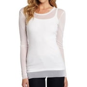 Women's Only Hearts 42758 Tulle Long Sleeve Crew Neck Tee (Black P/S)