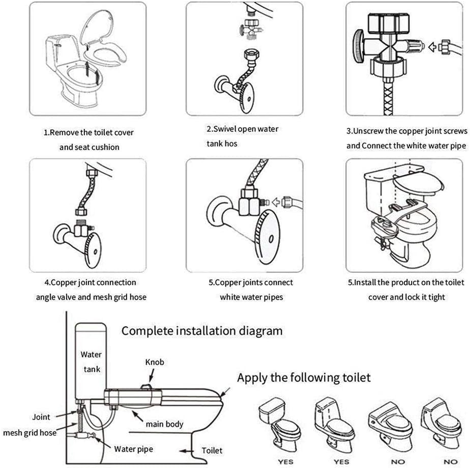 TekDeals Bidet Fresh Water Dual Spray Kit Non Electric Toilet Seat Attachment Cold Wash