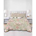thumbnail image 3 of Pink Flowers Twin Size Down Alternative Comforter, Lightweight Comforter Quilt Bedding Set with Pillow Shams Green Country Botanical Floral Leaves All Seasons Bed Comforter Duvet Insert 68"x86", 3 of 7