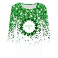 thumbnail image 4 of St. Patrick's Day T-Shirt for Women Shimmering Glitter Print Graphic Crewneck Three Quarter Sleeve Relaxed Fit Festive Holiday Party Top, 4 of 5