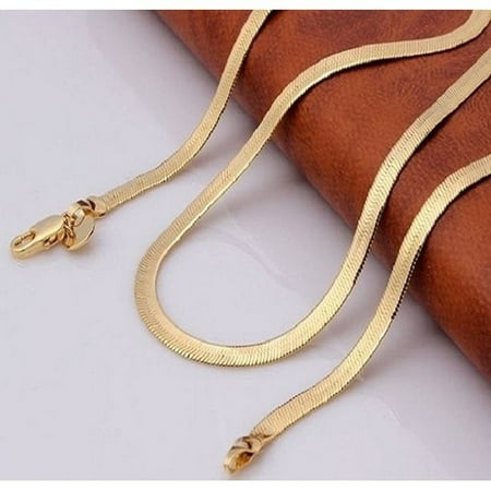 

Rong Yun 18k Yellow Gold Filled Thick Herringbone Flat Chain Unisex Gold(Buy 2 Get 1 Free)