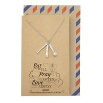 Quan Jewelry Spoon Fork Knife Pendant Necklace for Women, Foodie Best Friend Birthday - Silver tone