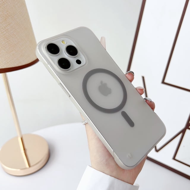 Magnetic Matte Translucent Frameless Phone Case For iPhone 16 15 14 13 12 11 Pro Max Plus For Magsafe Bumper Hard Back Cover Gray For iPhone 11 Promax