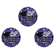 Set of 3 Class of 2022 Purple Round Graduation Cap Party Balloons Decorations Grad Graduate