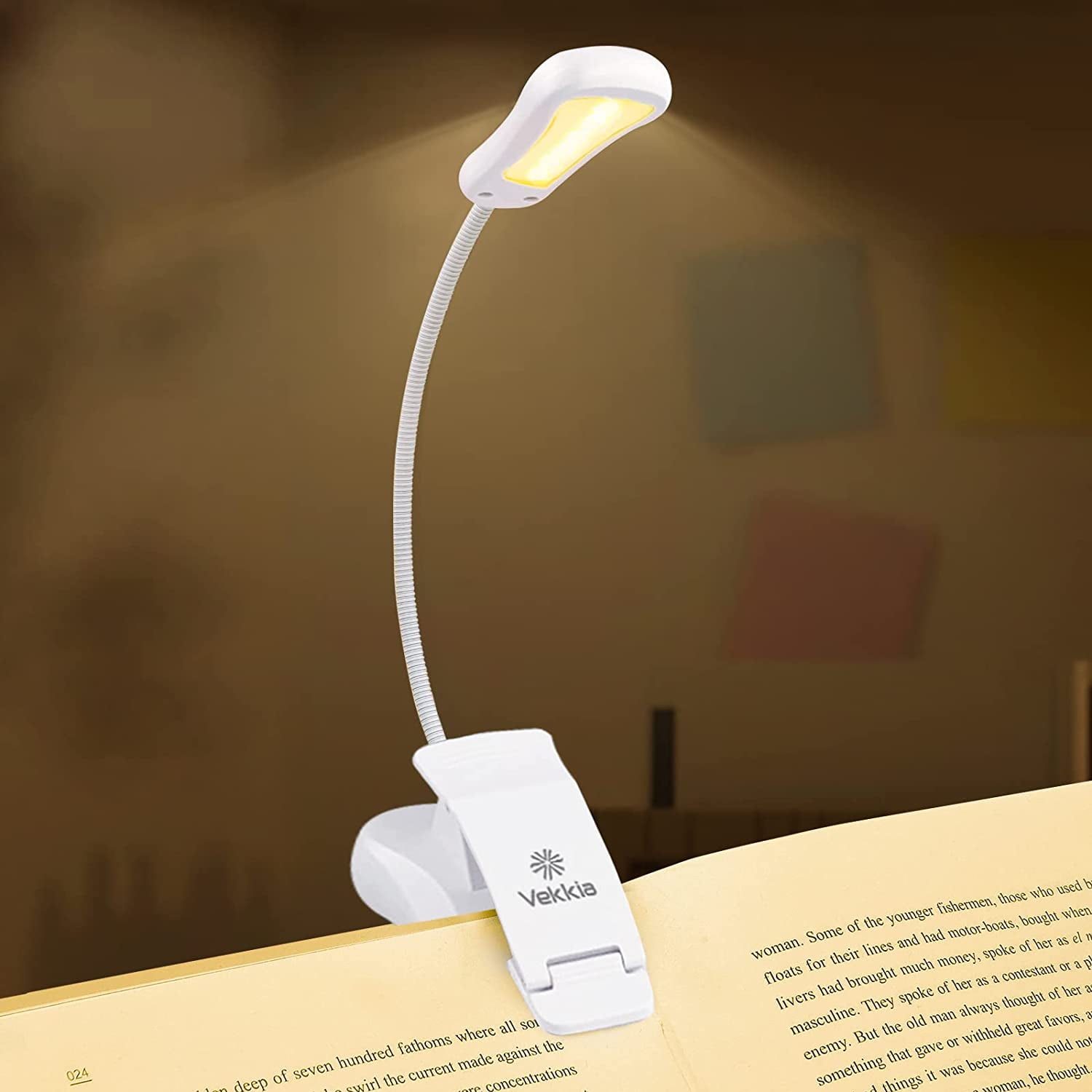 Vekkia 3000K Warm LED Rechargeable Book Light Easy for Eyes ...