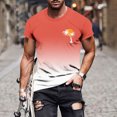 thumbnail image 6 of Hfnxid Mens Big and Tall Top Fashion Graphic Short Sleeve T-Shirt Slim Fit Gradient Crew Neck Tee Summer Classic Breathable Tropical Print Printed Shirts Watermelon Red M, 6 of 6
