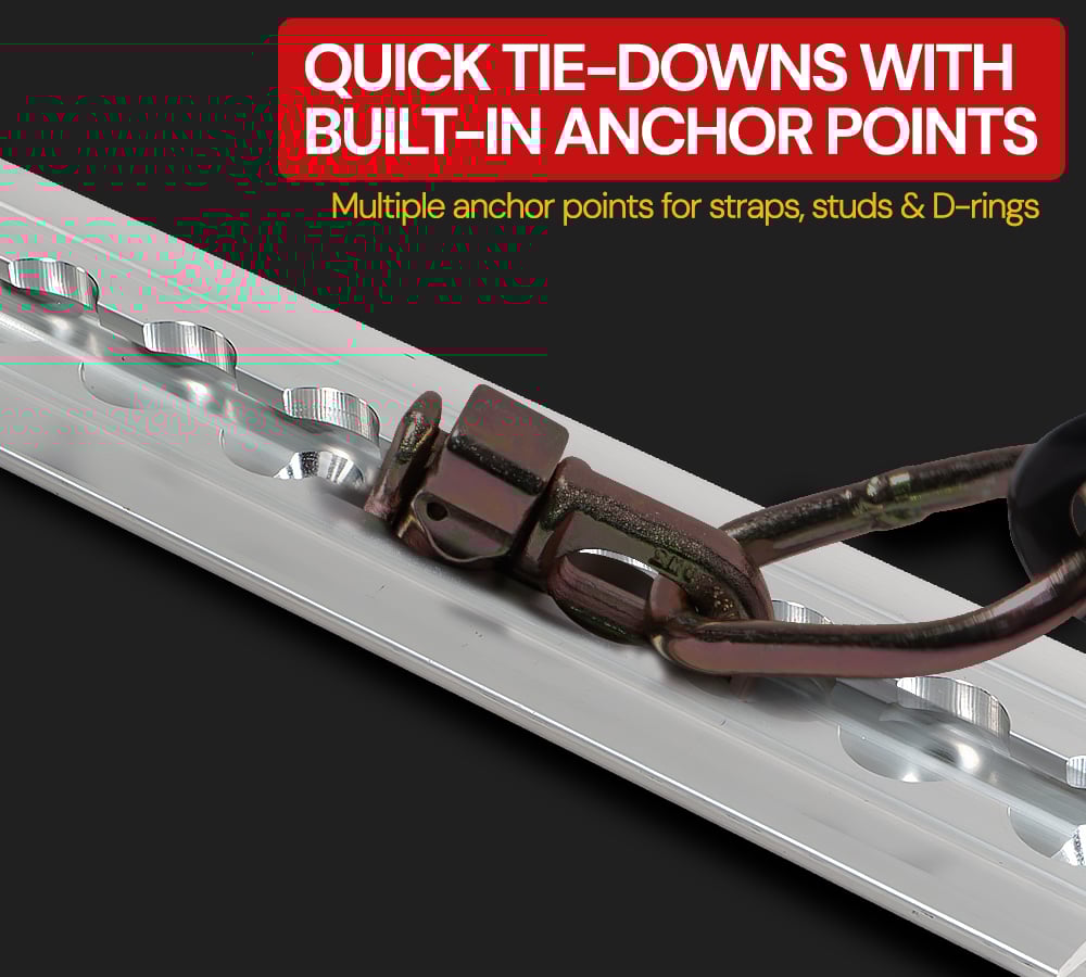 thumbnail image 6 of 8 Pack Heavy Duty Aluminum 4ft Flanged L-Track Trailer Universal Tie Down Rail for Enclosed, Utility Trailers, Cargo Vans - Recessed Installation, 11 Mounting Holes - Silver, 6 of 13