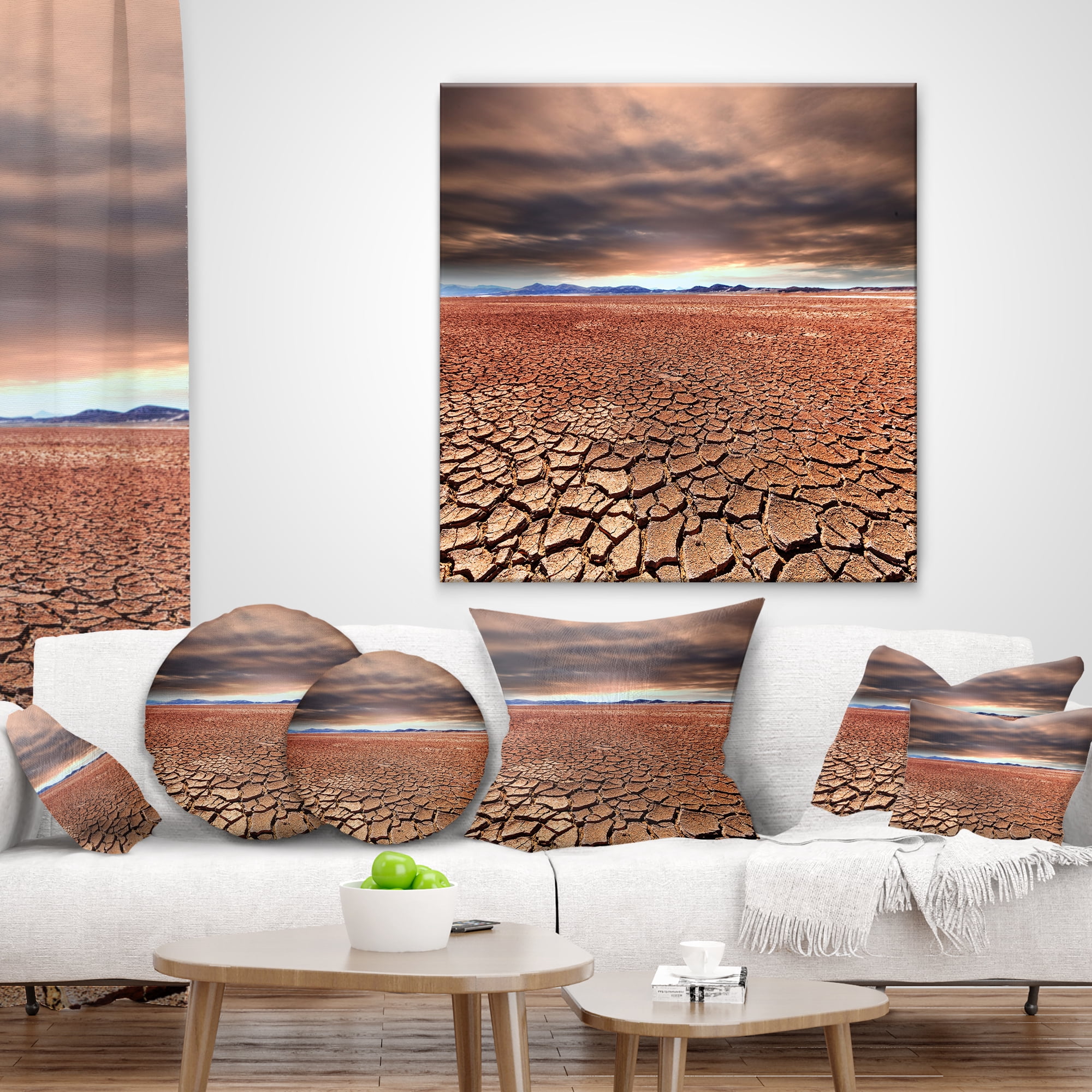 Designart Drought Land under Cloudy Sky - African Landscape Printed Throw Pillow - 12x20