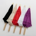 thumbnail image 7 of THY COLLECTIBLES Cotton Lace Parasol Umbrella with Wooden Handle Vintage Lolita Coquette Look for Wedding Bridal Umbrella Decoration for Photoshoot, Costume Theme Party, Halloween Red, 7 of 7