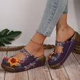 thumbnail image 5 of Xfvqtps Womens Mules Clog Wedge Close Toe Hollow out Flower Decoration Retro Ethnic Style Slide Backless Flower Print Non Slip Breathable Summer Leather Sandals Purple, 5 of 5