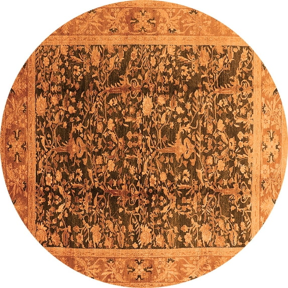 Ahgly Company Indoor Round Oriental Orange Traditional Area Rugs, 4' Round