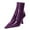 Purple, variant on FSJ Women Classic Pointy Closed Toe Ankle Boots Slanted Kitten Mid Heel Side Zipper Short Booties Glossy Dressy Shoes Size 8 Navy