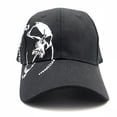 thumbnail image 3 of Gorra de béisbol lisa de algodón con estampado de calavera bordada, 3 of 3