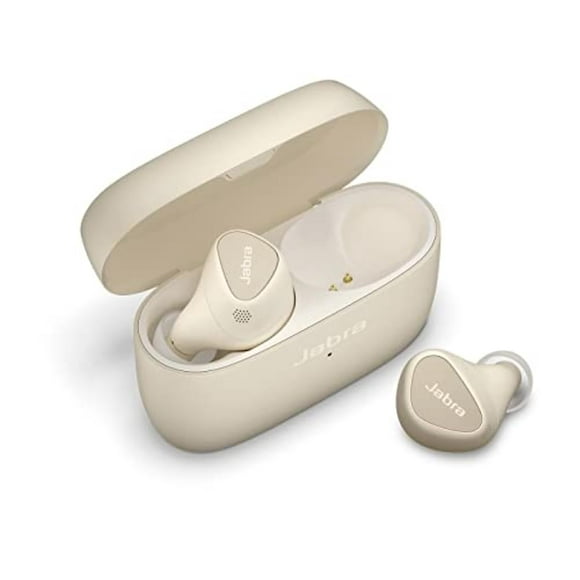 Jabra Elite 5 Véritables Écouteurs Intra-Auriculaires Sans Fil Bluetooth - Annulation de Bruit Active Hybride (ANC), 6 Microphones Intégrés pour des Appels Clairs, Petit Ajustement Ergonomique et Haut-Parleurs de 6 Mm - Beige Doré