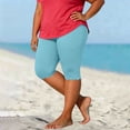 thumbnail image 2 of Ixbnca Plus Size Capri Leggings for Women Biker Stretchy Casual Knee-Length Short Pants Solid Color Yoga Shorts, 2 of 5