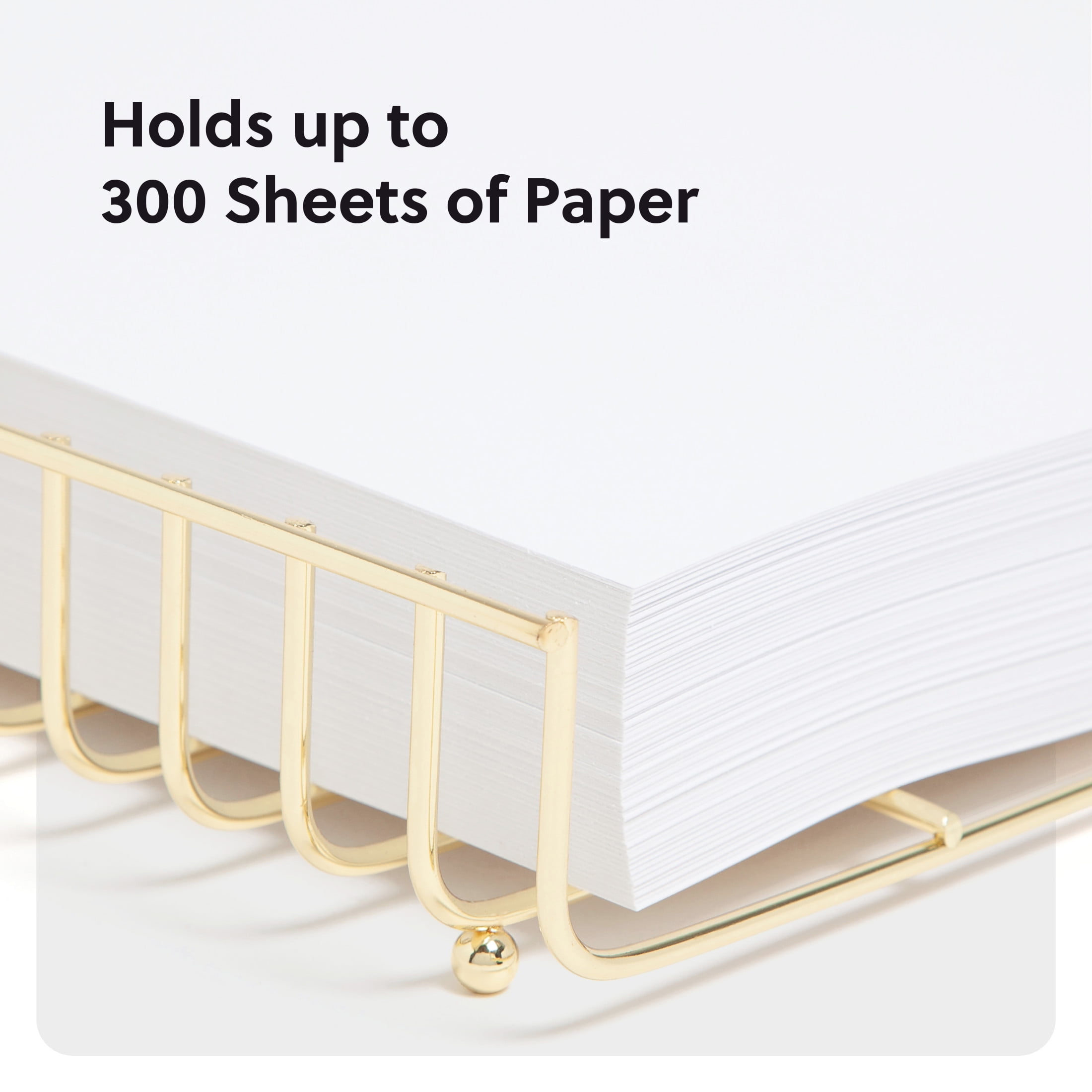 U Brands Bent Wire Paper Tray, 12.62 x 10.39 x 1.97 in., Gold