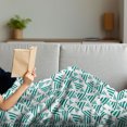 thumbnail image 3 of Teal and White Soft Flannel Fleece Blanket, Abstract Triangle Shapes with Bold Colored Stripes Simplistic and Monochrome, Cozy Plush for Indoor and Outdoor Use, 50" x 70", Teal White, by Ambesonne, 3 of 5