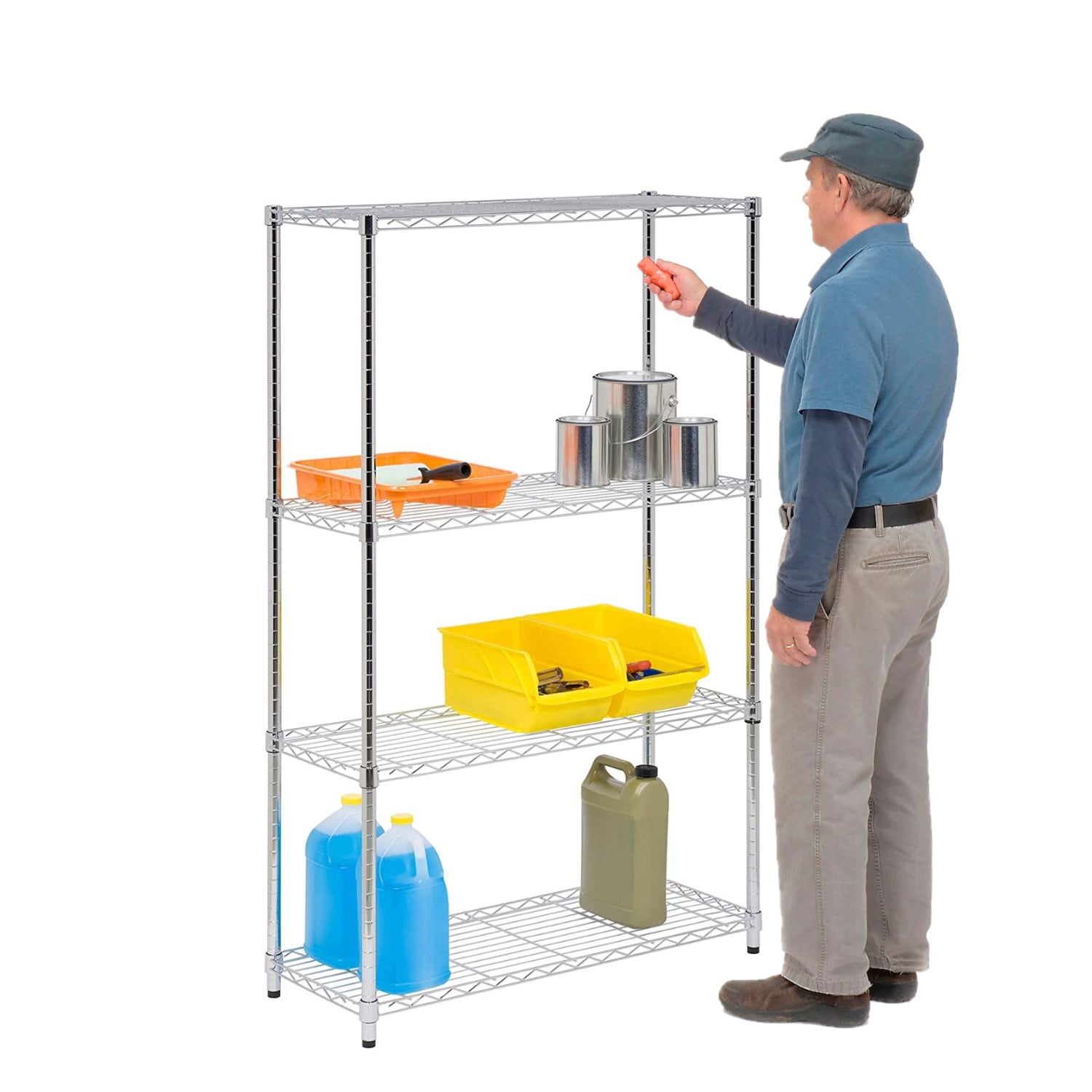 Estante Acero Cromado 4 Bandejas 90X35X150 Cm. Capacidad 480 Kg.