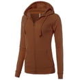 thumbnail image 2 of A2Y Women's Casual Fitted Lightweight Pocket Zip Up Hoodie Cinnamon 1XL, 2 of 3