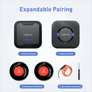 CallToU Caregiver Pager Wireless Call Button System with 2 Transmitters 1 Plug-in Receiver 1 Battery Portable