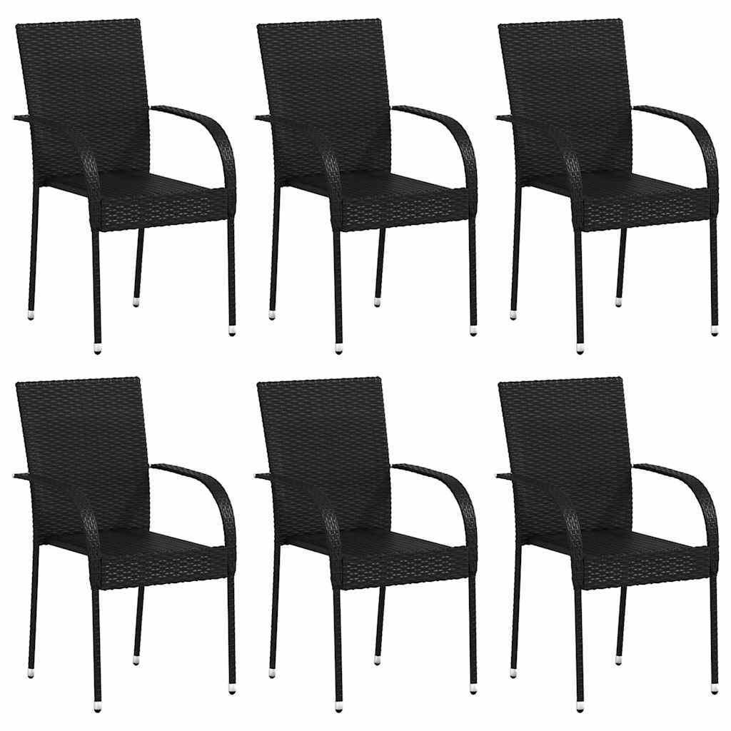 vidaXL Chaises d'Extérieur Empilables 6 Pcs en Rotin Synthétique Noir
