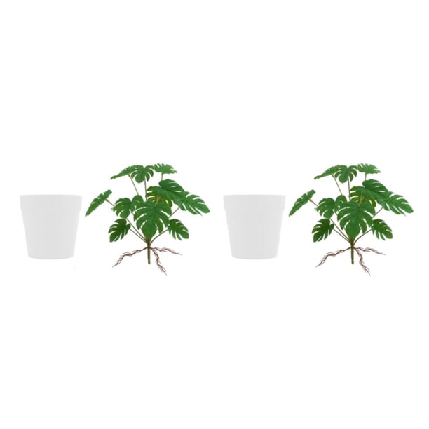 Naiovety Hojas artificiales de Monstera Deliciosa, decoraciones para interiores y exteriores, planta falsa para interiores o exteriores, lavabo Lavabo blanco/Monstera 2Conjunto