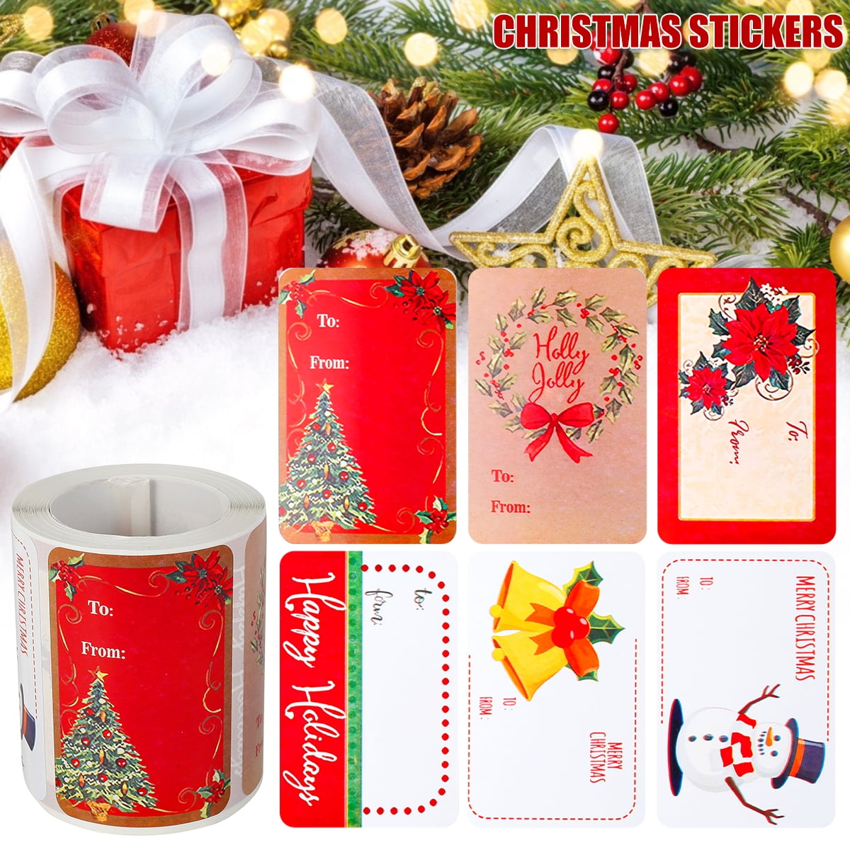 Kyoffiie Christmas Stickers Labels Roll 38146 Patterns Holiday Stickers Round/Rectangular Gift Tag Stickers Decorative Envelope Seals Stickers for ...