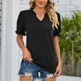 thumbnail image 2 of Womens Tops 2025 T Shirts for Women Womens 2025 Summer Tops V Neck Puff Short Sleeve Tunic Tops Casual Loose Fit T Shirts Summer Tops for Women 2025 Womens Blouses, 2 of 7