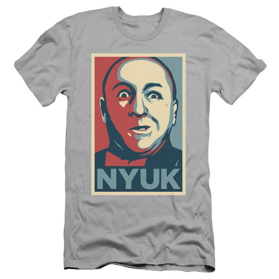 Three Stooges Nyuk S/S Adult 30/1 T-Shirt Silver