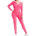 thumbnail image 3 of MixMatchy Women's Solid Scrunch Butt Active Leggings Zip Up Jacket Set Workout Yoga Outfit, 3 of 5