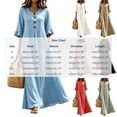 thumbnail image 2 of Dvprdro Womens Casual Flowy V Neck 3/4 Sleeve Ruffle Hem Maxi Dress Button Front Solid A Line Beach Vacation Long Dress, 2 of 10