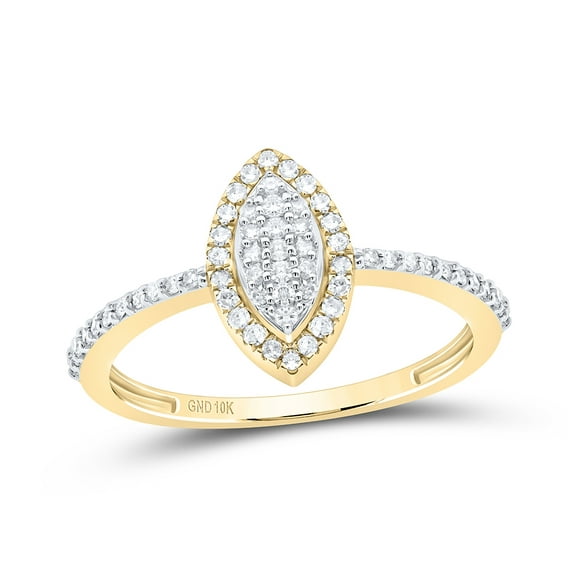 10kt Yellow Gold 1/5 Cttw Natural Diamond Marquise Wedding Engagement Anniversary Ring, Women Size: 5-9