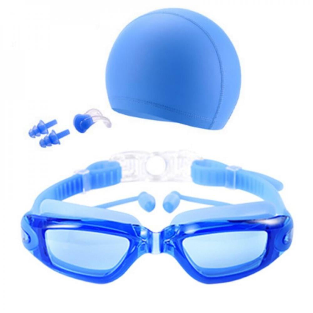 Three Sets High-Definition Waterproof Anti-Fog Swimming Goggles Men Women Big Box Goggles Swimming Cap Earplugs Nose Clip Suit