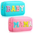 thumbnail image 1 of Bolsa de cosméticos Sanwuta de nailon con letras de chenilla para mujer, 2 unidades, 1 of 7